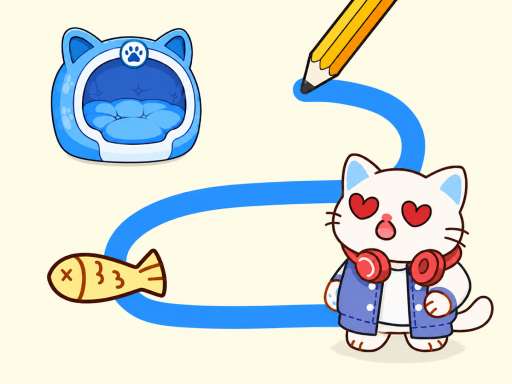 Kitty Home 게임하기 – 고양이 선그리기 길찾기 퍼즐